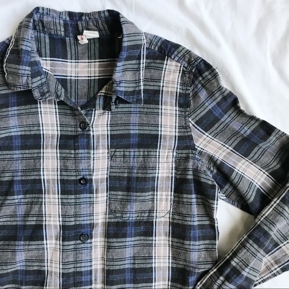 Japna navy & dusty rose plaid button down top - Picture 4 of 4